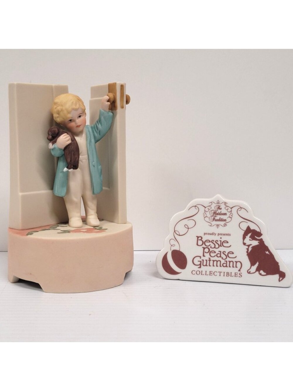 Bessie Pease Gutmann Bisque Porcelain Music Box 'Good Morning' Display Heirloom